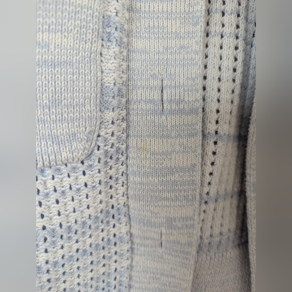 Design 365 Crocheted Knit Two Pocket Sweater Cardigan Coat Jacket, Blue (XS) - Picture 11 of 15